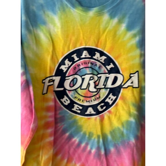Miami Beach Florida Tie-Dye Long Sleeve Shirt Gildan Heavy Cotton L - Picture 4 of 8